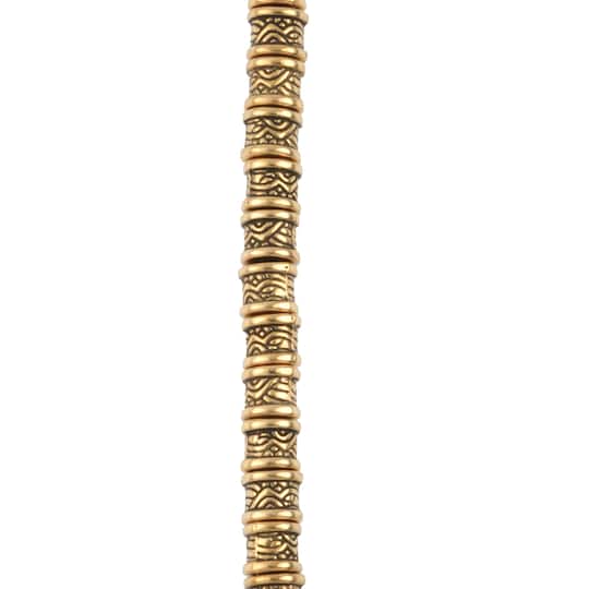 12 Pack: Antique Gold Metal Large Hole Tube Bead, 7.5mm by Bead Landing™